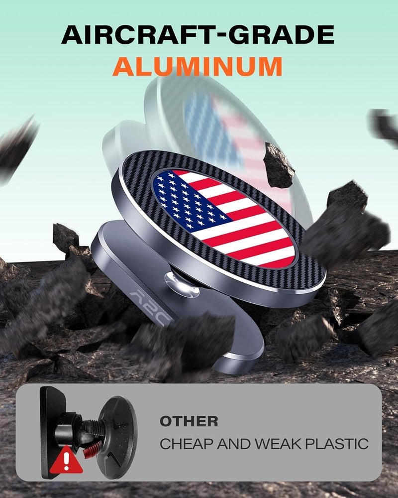 A2C American Flag Alloy Magnetic Golf Cart Phone Holder Compatible with MagSafe iPhone 12-17 Mini Fits EZGO, Club Car, Yamaha, Icon, Golf Accessories for Men Golfers Women Essentials Gift (US Flag) - Image 4